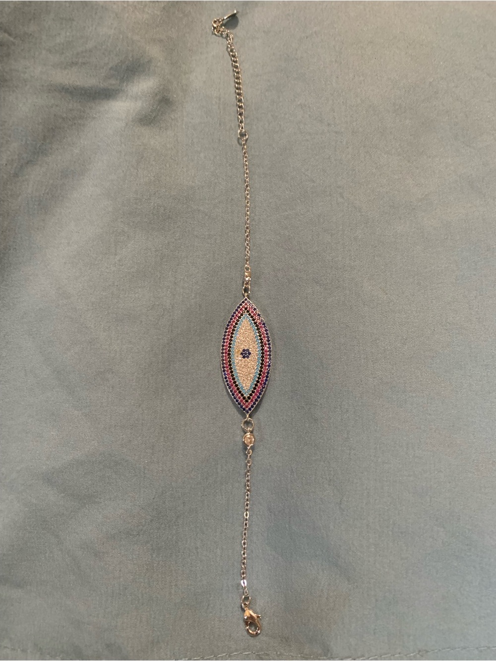 Turkish Evil Eye Pink and Blue Marquise Crystal Bracelet